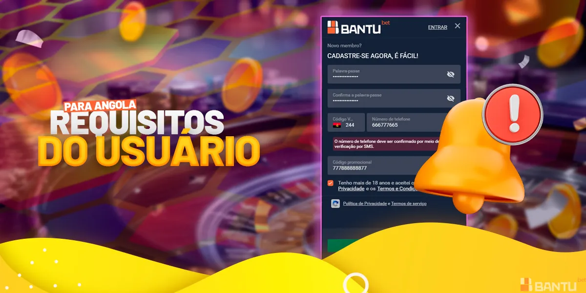 Requisitos para os utilizadores se registarem